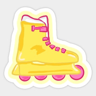 Yellow Rollerskate Sticker